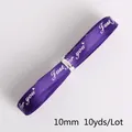 10mm purple satin ribbon with 'Just for you' white print for gift wrap, 10 yards lot - Width 10mm 10 Yards / Purple