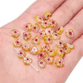 Yellow heart millefiori glass beads with flower patterns for DIY handmade jewelry making - Yellow