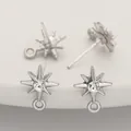 Silver-colored star-shaped earring studs with rhinestones and loops for DIY jewelry - Eight-Pointed Star Rhinestone / 1 Pair (9x11mm) / Silver