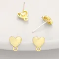 Elegant gold-plated heart-shaped earring studs with loops for DIY jewelry making accessories - Small Heart / 1 Pair (7x8mm) / Gold