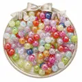 Colorful acrylic AB coated bubble crackle beads in mixed macaron shades for DIY art - Random Mixed Colors