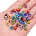 Handmade colorful millefiori flat heart glass beads for DIY jewelry making accessories - Mixed 10 Colors