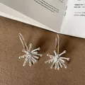 Detailed view of silver firework starburst earrings on a warm textured background - Style 4 Earrings