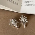 Close-up of elegant silver firework-shaped stud earrings with a polished metallic finish - Style 14 Earrings
