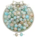 Vintage blue and gold speckled cracked glass round beads for DIY jewelry making. - 20 Pieces/Pack (10mm) / Broken Jade Gold Dust Color 1