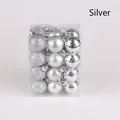 Shiny silver metallic Christmas ornaments set in a clear box for holiday tree decoration - Set of 24 / Silver