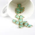 Light green cloud fan-shaped pendants with gold-tone frames for DIY jewelry making - 2 Pcs/Set / Light Green