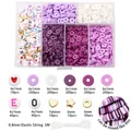 Lila Polymer-Ton-Perlen-Schmuck-Set für DIY-Armbänder und Halsketten Bastelbedarf - 6-Fächer-Box / Ca. 1160 Stück/Set / Lila Serie