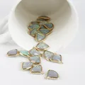 Fan-shaped cloud pattern pendants for DIY jewelry earring making in gold tone finish - 2 Pcs/Set / Gray