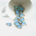 Cloud blue fan-shaped pendants with gold trim for DIY handcrafted jewelry earring making - 2 Pcs/Set / Light Blue