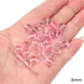 8mm pink transparent round glass beads with glitter for DIY bracelet and necklace making - 20 Pieces Pack / Transparent Pink (8mm Round Bead)