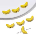 Yellow solid color tulip shaped acrylic spacer beads for handmade DIY jewelry making - 5 Pieces (17x8mm) / Solid Yellow Leaf