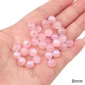 8mm translucent pink round glass beads for DIY jewelry making and bracelet supplies - 20 Pieces Pack / Transparent Pink (8mm Jelly Bead)