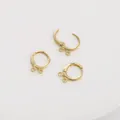 Ganchos de pendientes tipo catalán bañados en oro de 14K con doble anilla para DIY - Estilo de Doble Bucle (FGT493) / 11x15mm (Paquete de 2)