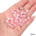 8mm pink cracked glass round beads for professional DIY jewelry making craft projects - 20 Pieces Pack / Pink (8mm Crackle Bead)