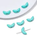 Solid turquoise tulip shaped acrylic spacer beads for DIY handmade jewelry making - 5 Pieces (17x8mm) / Solid Green Leaf
