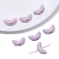 Perles d'espacement incurvées lilas en acrylique pour bijoux faits main et projets de bricolage - Solid Purple Leaf