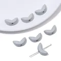 Perles d'espacement en acrylique gris en forme de tulipe pour bijoux et bracelets DIY - Feuille Grise Unie