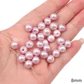 8mm light pink round pearl luster glass beads for DIY bracelet and necklace making - 20 Pieces Pack / Bright Pink (8mm Pearl Luster Bead)