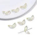 Perles d'espacement en pétale de tulipe en acrylique irisé pour bijoux et bricolage DIY - Feuille Transparente Jaune Clair Irisée