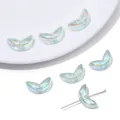 Perles intercalaires en acrylique transparent irisé en forme de tulipe pour bijoux - Feuille Transparente Vert Clair Irisée