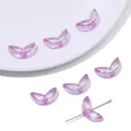 Perles d'espacement tulipes en acrylique violet irisé pour bijoux faits à la main - Feuille Transparente Lilas Irisée