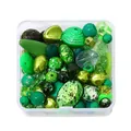Grüne Acrylperlen-Mischung in Plastikbox für DIY-Schmuck und Bastelarbeiten - 80-150 Stück/Packung (50g) / Dunkelgrüne Serie