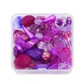 Vielfalt an lila Acryl- und Kunststoffperlen in einer klaren Box für DIY-Schmuckarbeiten - 80-150 Stück/Packung (50g) / Lila Serie