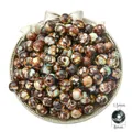 Cuentas redondas de acrílico de 8 mm con motas de colores para bisutería hecha a mano - Café Oscuro