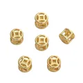 Six 14K gold-plated hollow copper coin spacer beads for DIY jewelry bracelet making - Hollow Copper Coins / 6mm (直径) x 5mm (高度) / Gold