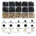 Kit d'yeux d'animaux DIY en plastique avec différentes tailles et rondelles de sécurité - Boîte de 15 Compartiments Kit d'Accessoires (Env. 230pcs)