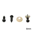 Lot d'yeux de sécurité en plastique noir de 6 mm avec rondelles pour peluches DIY - Diamètre 6mm 50 Paires/Pack