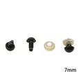 Yeux de sécurité noirs en plastique 7mm pour poupées en peluche DIY avec rondelles - Diamètre 7mm 50 Paires/Pack