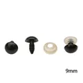Yeux de sécurité noirs en plastique de 9mm avec rondelles pour la fabrication de poupées - Diamètre 9mm 50 Paires/Pack