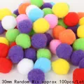 Pompones de colores suaves de 30mm en mezcla aleatoria, pack de 100 para manualidades - 30mm (Aprox. 100 Piezas/Pack)