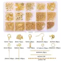 Professional 15-grid DIY jewelry findings starter kit with lobster clasps and jump rings - 15 Grids / Gold