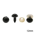 Yeux de sécurité noirs en plastique de 12mm pour poupées DIY, peluches et projets de crochet - Diamètre 12mm 50 Paires/Pack