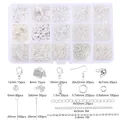15-grid silver jewelry making kit with lobster clasps, earring hooks, and chains for DIY - 15 Grids / Silver