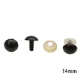 Yeux de sécurité en plastique noir de 14 mm avec rondelles pour poupées et bricolage - Diamètre 14mm 50 Paires/Pack