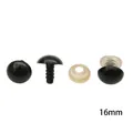 Yeux de sécurité noirs en plastique 16mm pour peluches DIY et poupées artisanales - Diamètre 16mm 50 Paires/Pack