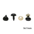 Yeux de sécurité en plastique noir 9x11 mm avec rondelles pour DIY de peluches - Ovale 9x11mm 50 Paires/Pack
