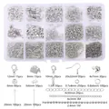 15-grid silver jewelry findings kit with lobster clasps and chains for DIY jewelry - 15 Grids / Platinum