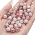 Pink and white cracked aurora glass round beads for DIY necklace and bracelet making - 20 Pieces (10mm Hole Approx 1mm) / No.4 Aurora Purple