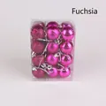 Set of fuchsia glitter and shiny Christmas ball ornaments in clear box packaging - Set of 24 / Rose Red
