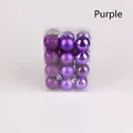 Set of shimmering and matte purple Christmas tree decorative balls in a clear box - Set of 24 / Purple