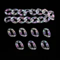 Iridescent transparent acrylic chain links for DIY handmade jewelry making accessories - 27x18mm (10 Pieces/Pack) / Iridescent Clear