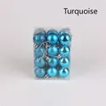 Turquoise Christmas tree baubles set with glitter matte and shiny finishes in clear box - Set of 24 / Lake Blue