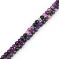 Faceted purple and black natural agate stone beads for DIY jewelry making accessories - Diameter 4mm Length 38cm Approx 93 Beads/Strand / Natural Dyed Purple Line