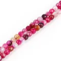 Faceted pink agate stone beads for DIY jewelry making and bracelets - Diameter 4mm Length 38cm Approx 93 Beads/Strand 1 Strand/Pack / Natural Dyed Rose Red Line