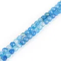 Faceted blue natural agate stone beads for DIY jewelry making and handmade bracelets - Diameter 4mm Length 38cm Approx 93 Beads/Strand / Natural Dyed Blue Banded